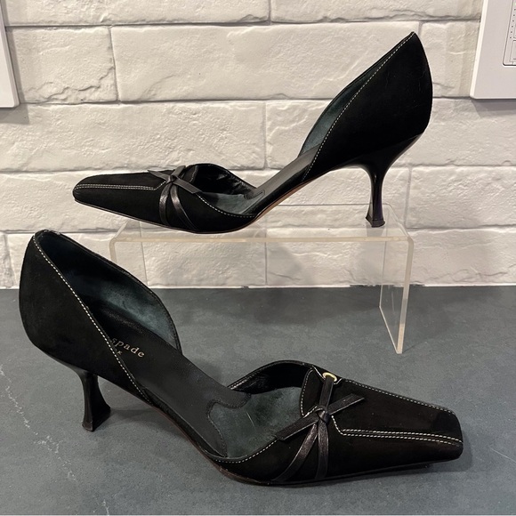 Kate Spade sz 8.5 black suede square to d’orsay pumps - Picture 6 of 16